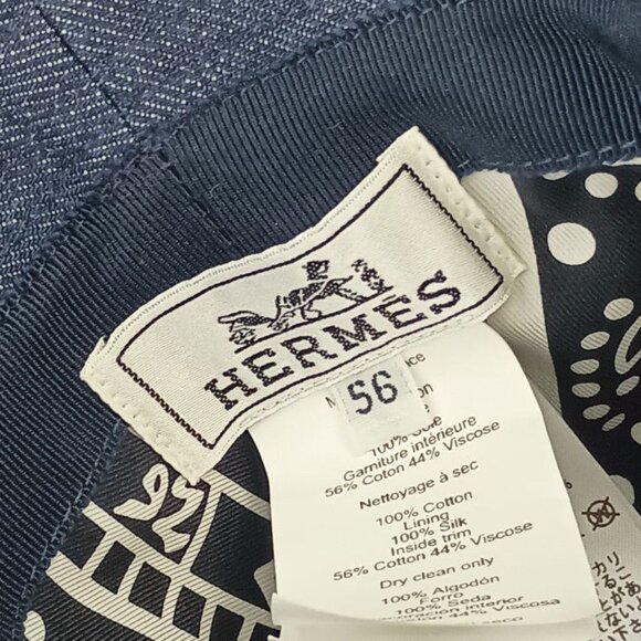 Hermes Hat Helen Silky N Indigo 100% Cotton Bucket Hat Silver main image 9